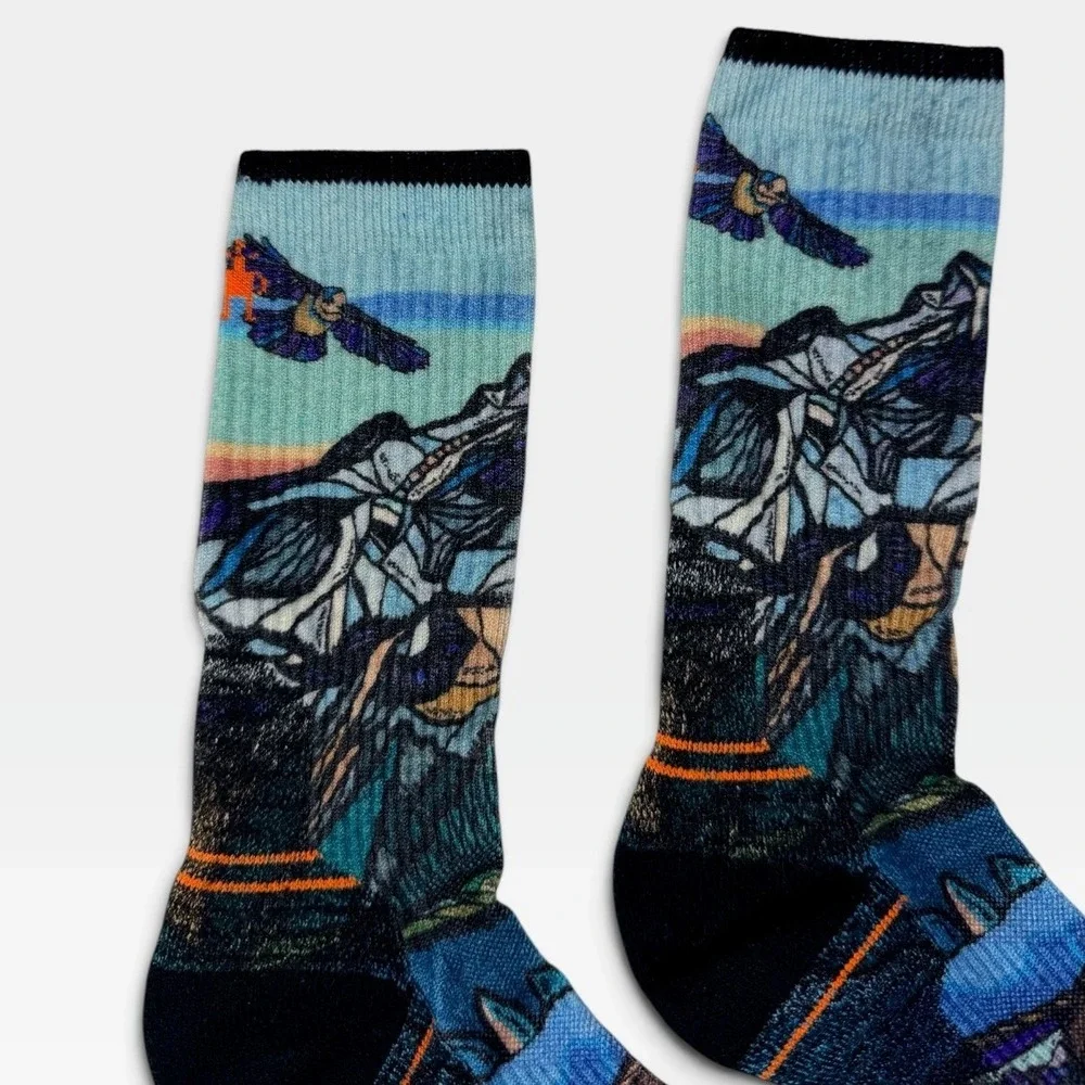 Smartwool Hike Light Cushion Crew Socks Womens L Multi Color Mountain NEW